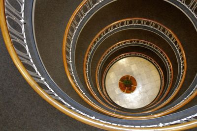 High angle view of spiral staircase