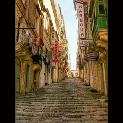 Narrow alley along buildings