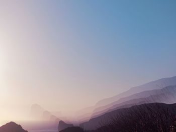 Scenic view of mountains against clear sky