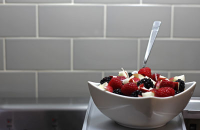 Close-up of fruit salad in bowl