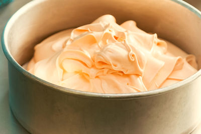 High angle view of ice cream in bowl