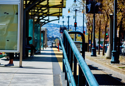 Empty railroad station in city