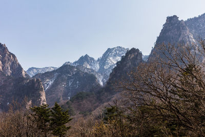 Scenic view of mountains against clear sky