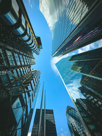 Low angle view of modern buildings in city