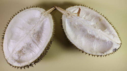High angle view of banana on white background