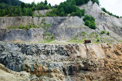 Scenic view of cliff against sky