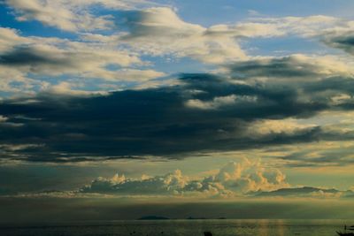 Scenic view of sea against cloudy sky