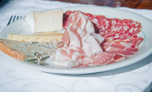 Close-up of ice cream in plate on table