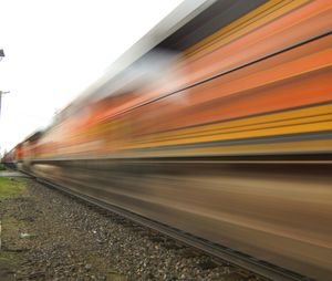 Blurred motion of train against sky