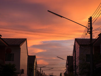 Low angle view of silhouette buildings against sky during sunset