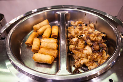 High angle view of breakfast in container on table