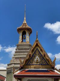 Low angle view of temple building against sky