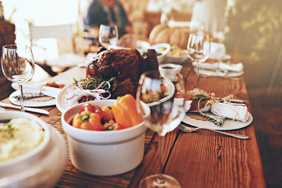 Close-up of food on table