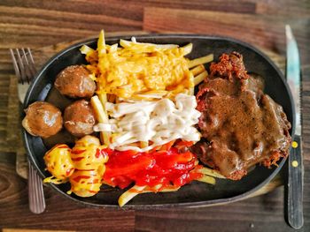 Close-up of meal served in plate