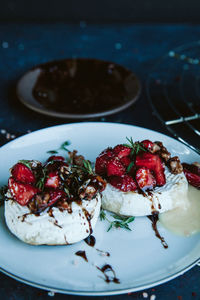 Close-up of strawberries in plate