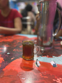 Close-up of wine glass on table in restaurant