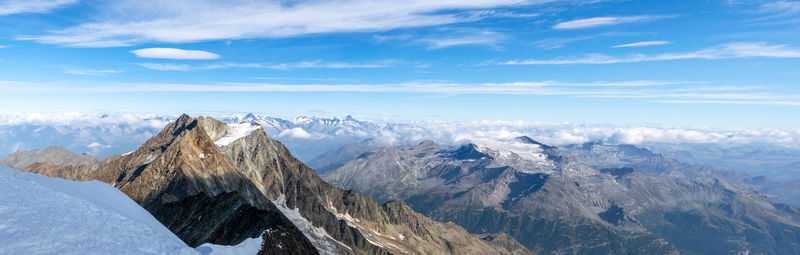 Swiss alps panorama seen from of weissmies summit, switzerland. 