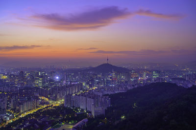 Morning korea cityscapse scenic area in seoul . the capital from ansan bongsudae mountain  in korea