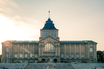 The main building of the national museum in szczecin at sunset