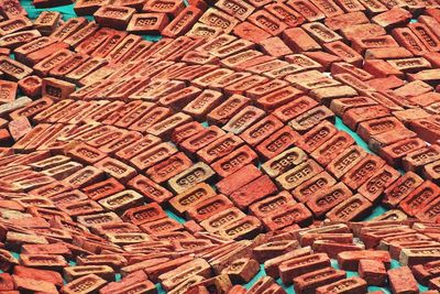 Full frame shot of bricks on ground