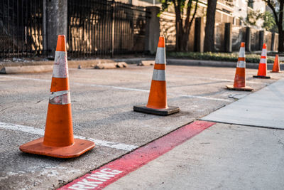 Traffic cones on city street