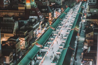 High angle view of traffic on city street