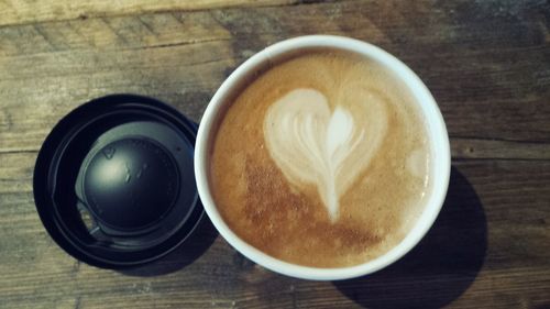 Directly above shot of cappuccino on table