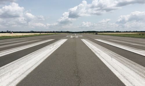 High angle view of airplane runway