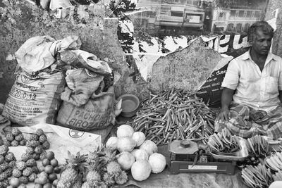 High angle view of people at market stall