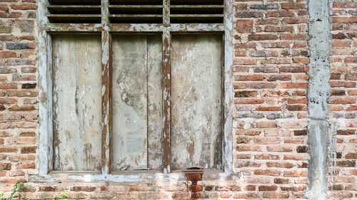 Closed door of old house