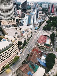 High angle view of buildings in city