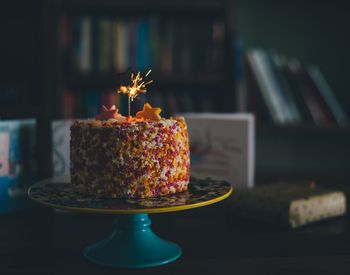 Close-up of cake with candles