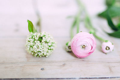 Close-up of roses on table