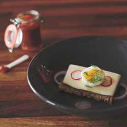 Close-up of breakfast on table
