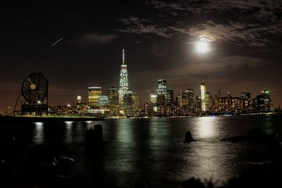 City lit up at night