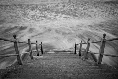 High angle view of pier over sea