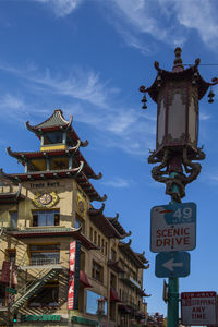 Low angle view of traditional building against sky