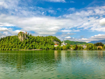 Scenic view of lake against sky