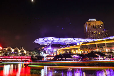 Illuminated buildings at night