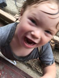 Close-up portrait of smiling boy