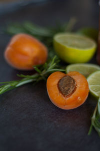 High angle view of orange on table