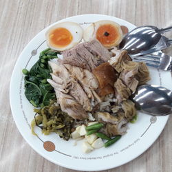 Close-up of food in plate on table