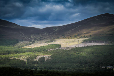 Scenic view of landscape and mountains against sky