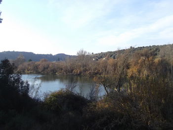 Scenic view of lake against sky