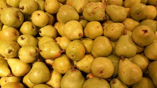 Full frame shot of pears for sale at market