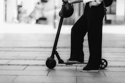 Electric scooter commuting in the city