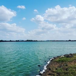 Scenic view of sea against cloudy sky