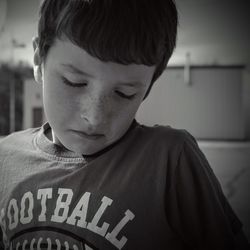 Close-up of boy with freckles