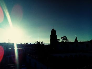 Panoramic view of city against clear sky