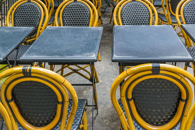 Empty chairs in restaurant